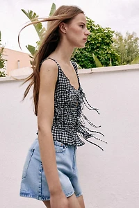 DRAPED GINGHAM TOP