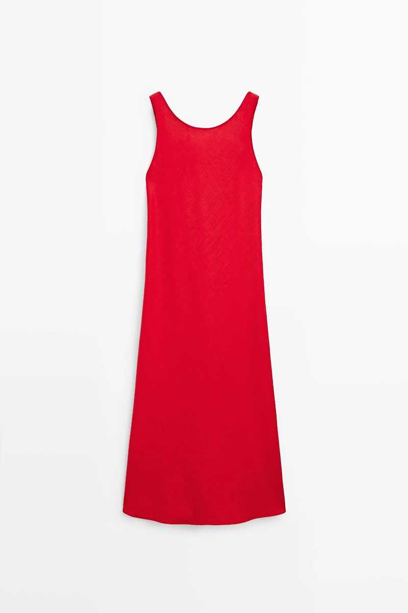 Linen midi dress with open back