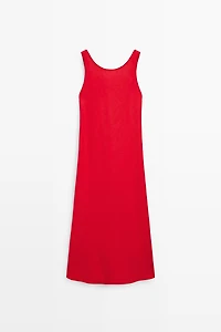 Linen midi dress with open back