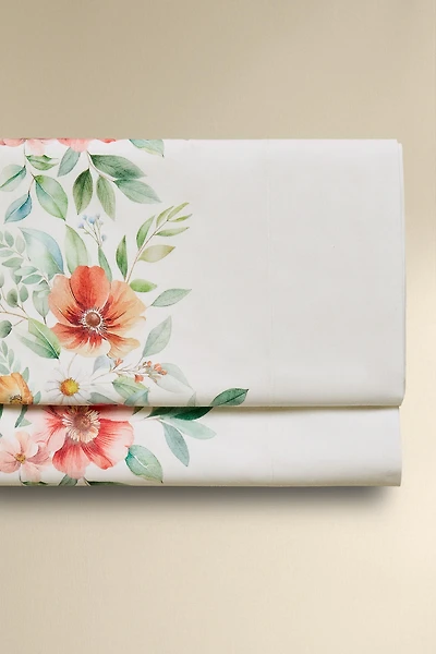 FLORAL PRINT COTTON FLAT SHEET