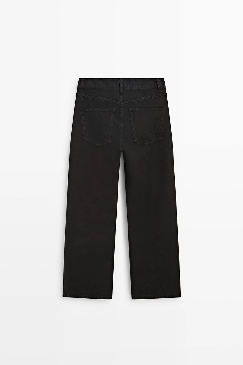 Low-rise cropped straight-leg jeans