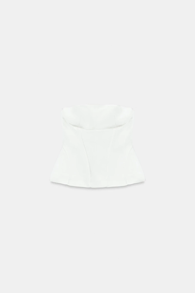 STRAPLESS PEPLUM TOP