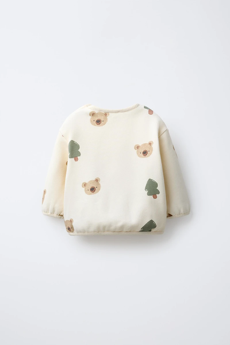 FOREST AND BEAR PRINT SWEATSHIRT