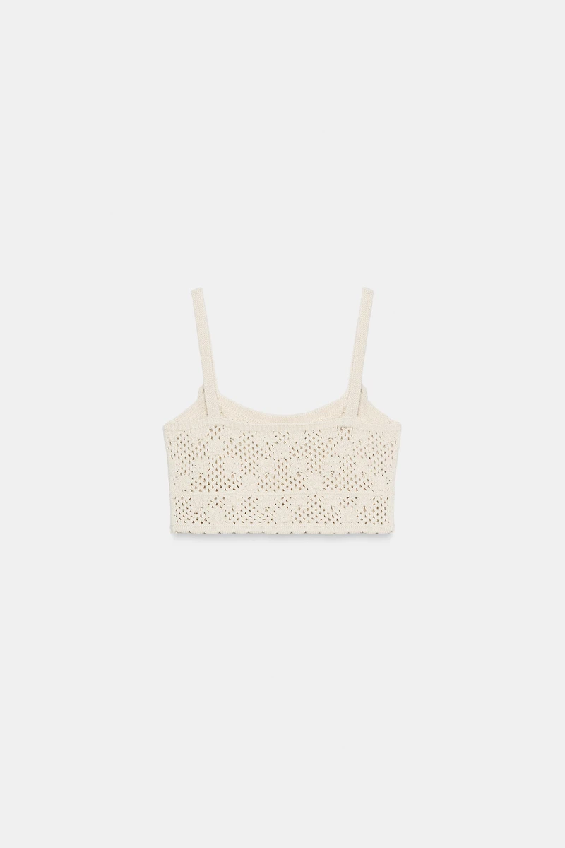 POINTELLE FLORAL KNIT TOP