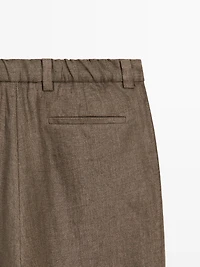 Total look linen trousers with herringbone detail