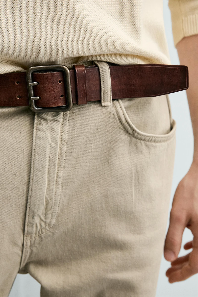 VINTAGE EFFECT LEATHER BELT