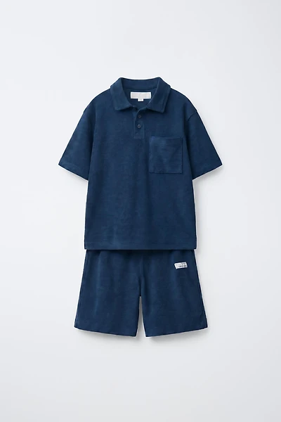 ENSEMBLE POLO ET BERMUDA EFFET ÉPONGE