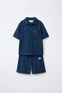 ENSEMBLE POLO ET BERMUDA EFFET ÉPONGE