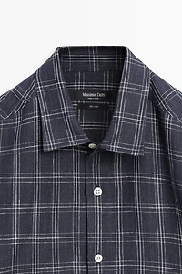 100% linen regular fit check shirt