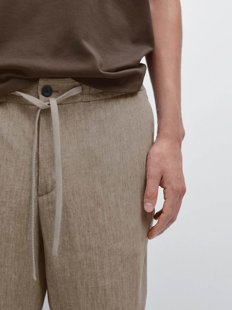 Pantalon total look lin délav