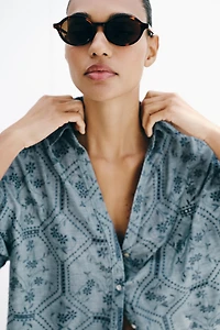 EMBROIDERED EYELET SHIRT