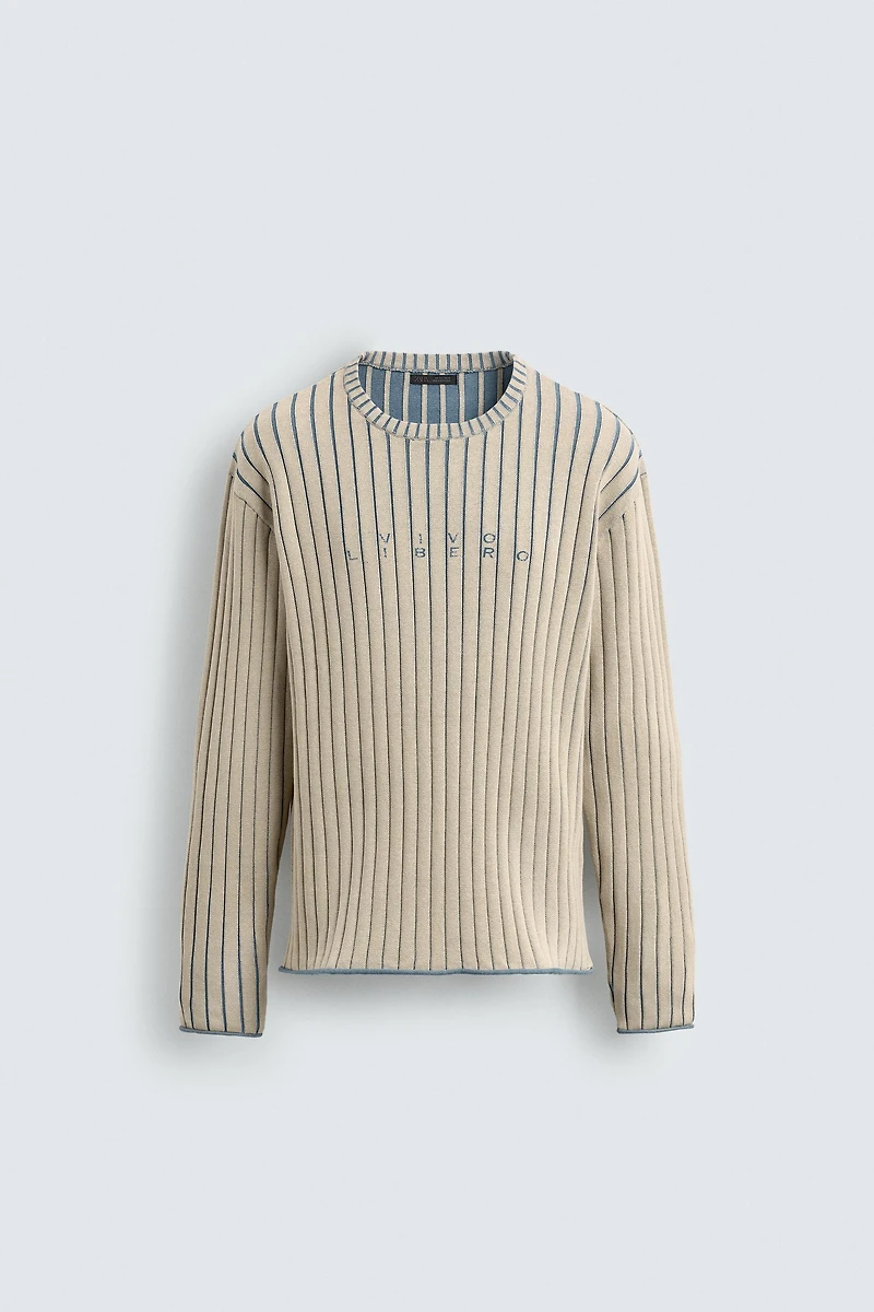 PULL CANNELÉ INSCRIPTION IMPRIMÉE