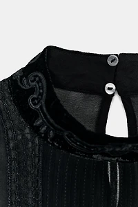 VELVET LADDER TRIM BLOUSE ZW COLLECTION