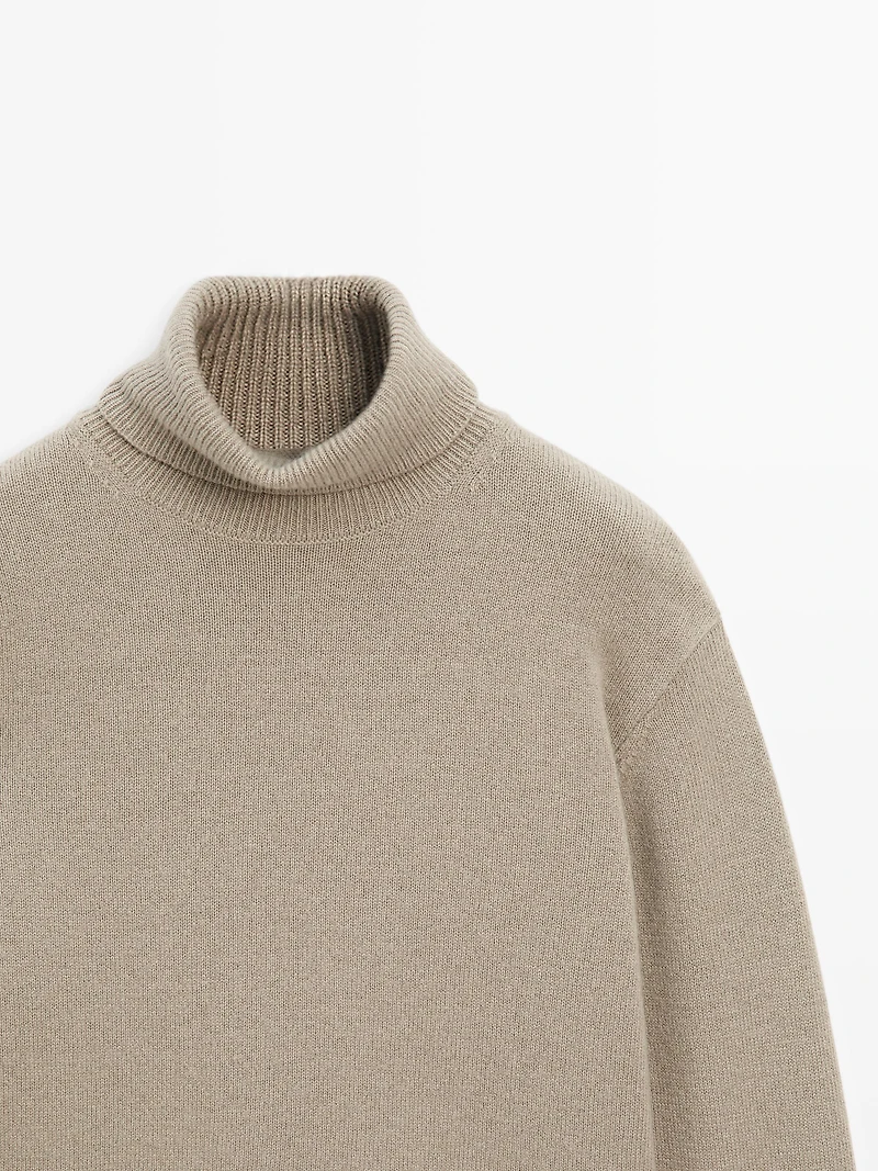 Wool blend high neck sweater