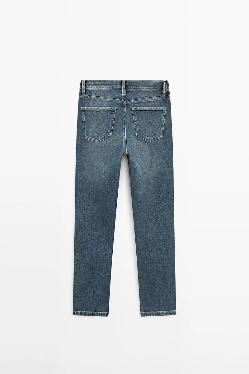 Mid-rise cropped slim fit jeans