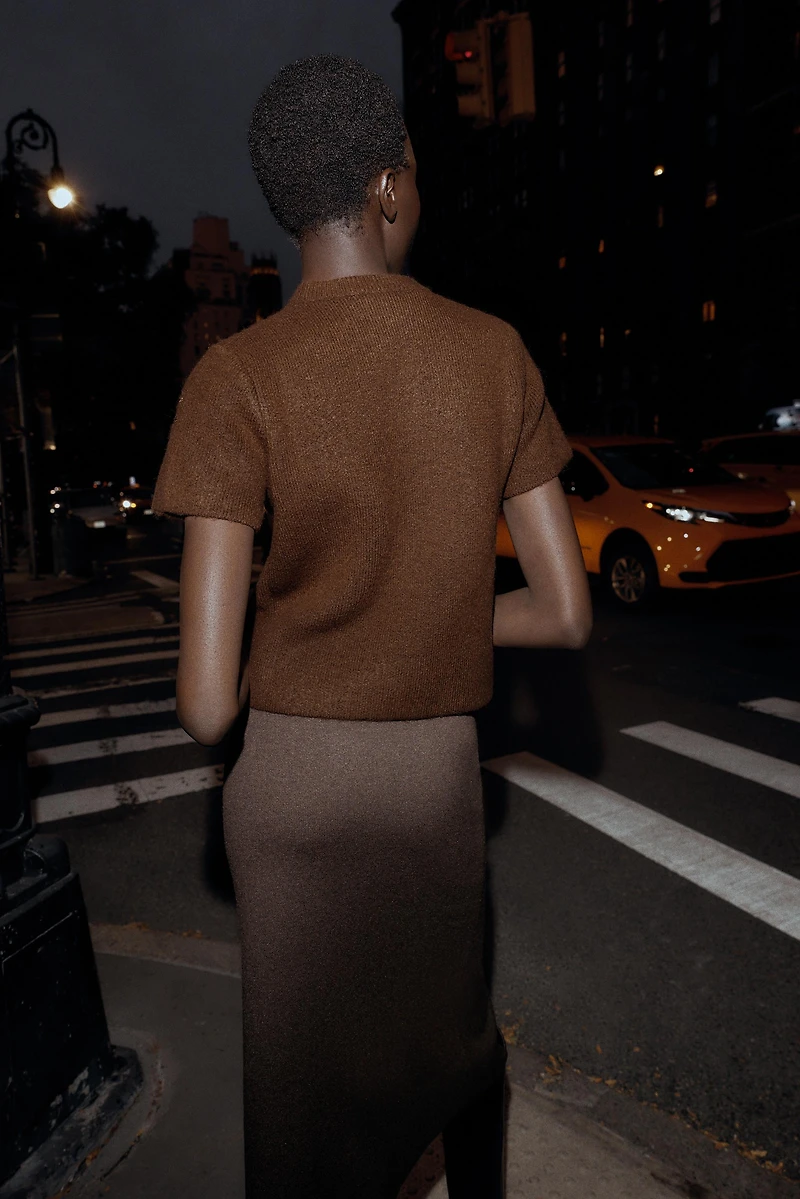 SHORT SLEEVE KNIT BEADED JUMPER