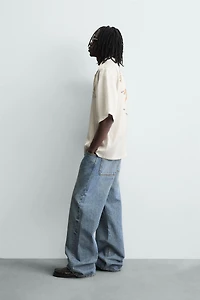 CONTRAST PRINT FLOWY SHIRT