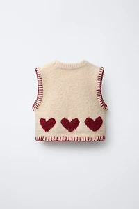 KNIT HEART VEST