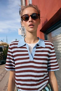 POLO EN MAILLE À RAYURES