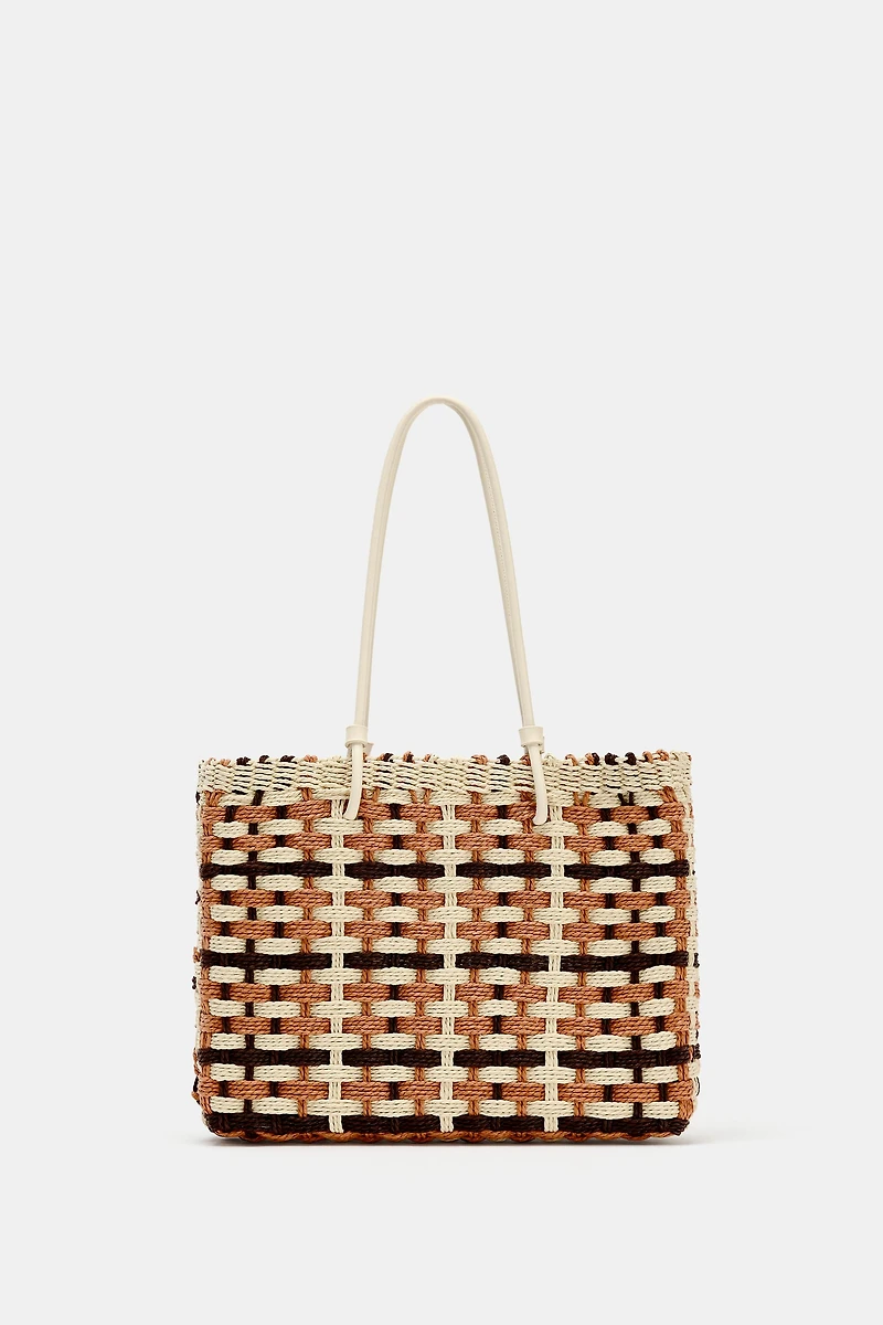 WOVEN-EFFECT MINI SHOPPER