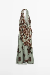 Printed halter midi dress
