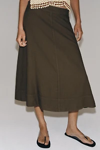 ZW COLLECTION LINEN BLEND MIDI SKIRT