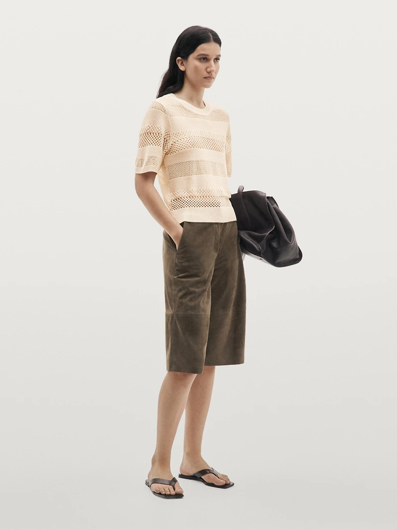 Short sleeve cutwork top