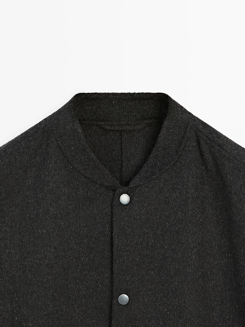 Double-layer wool blend bomber jacket