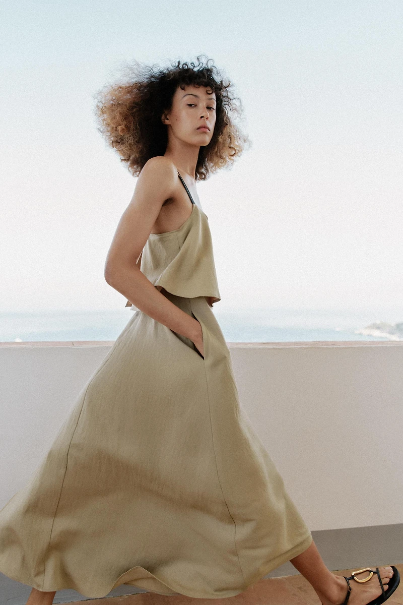DOUBLE LAYER STRAPPY MIDI DRESS