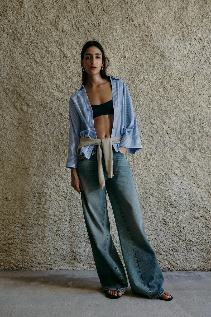 CHEMISE MANCHES LARGES AVEC LIN