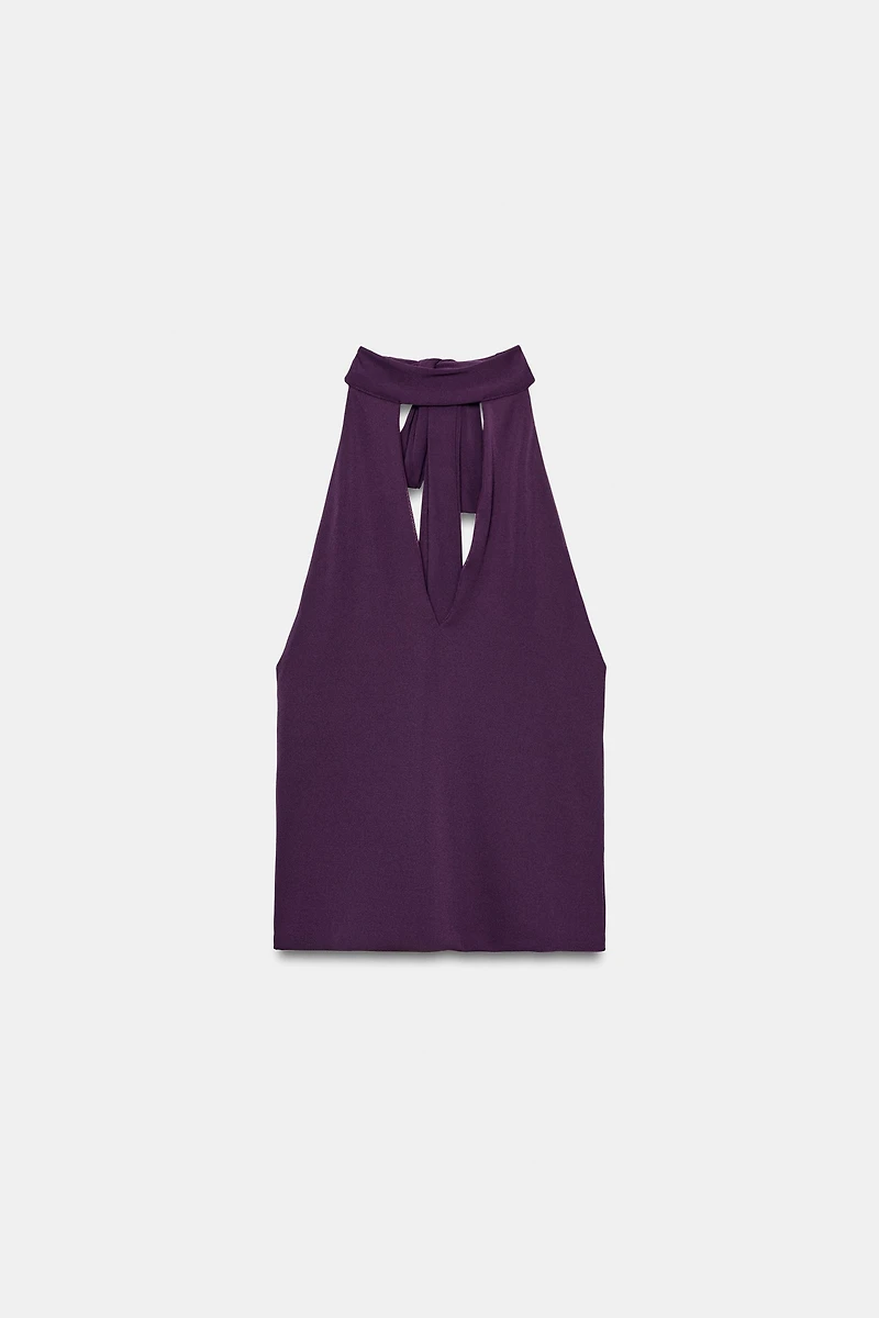 OPEN HALTER TOP