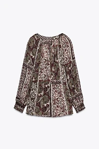 BLOUSE FANTAISIE IMPRIMÉE FIL MÉTALLISÉ