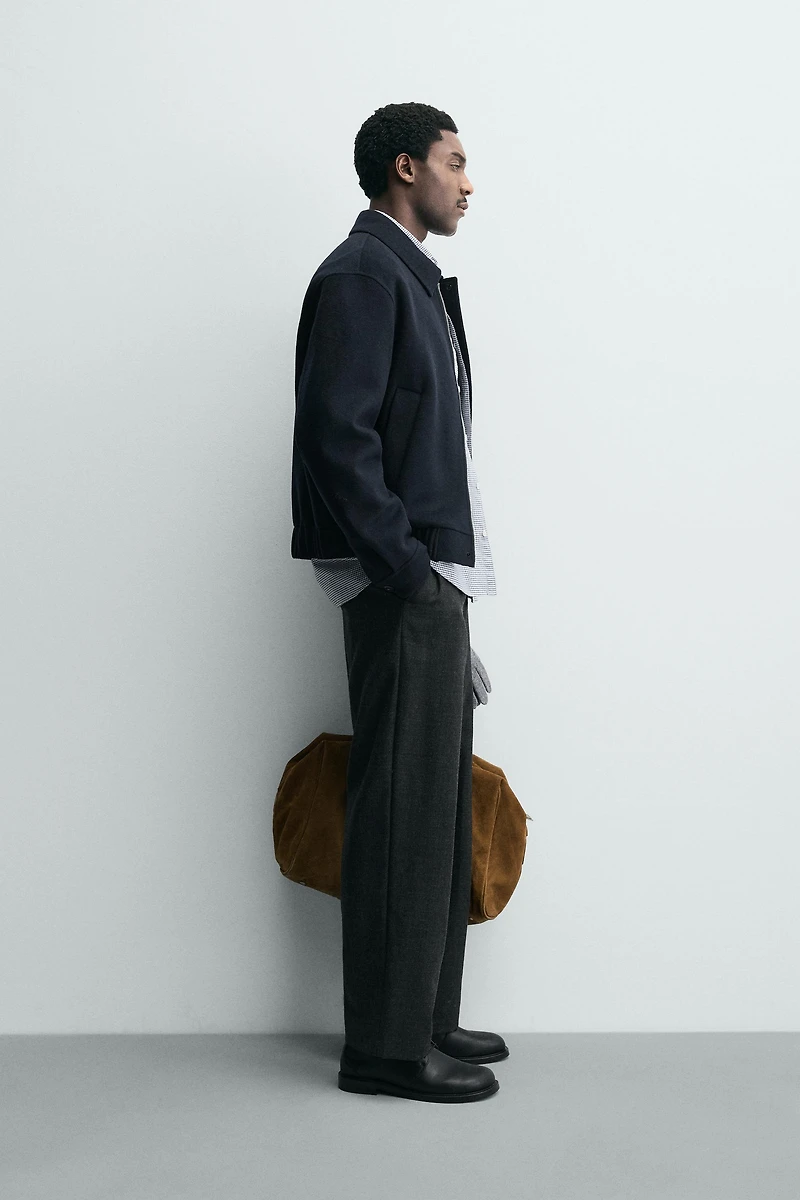 WOOL BLEND CROPPED FIT OVERSHIRT