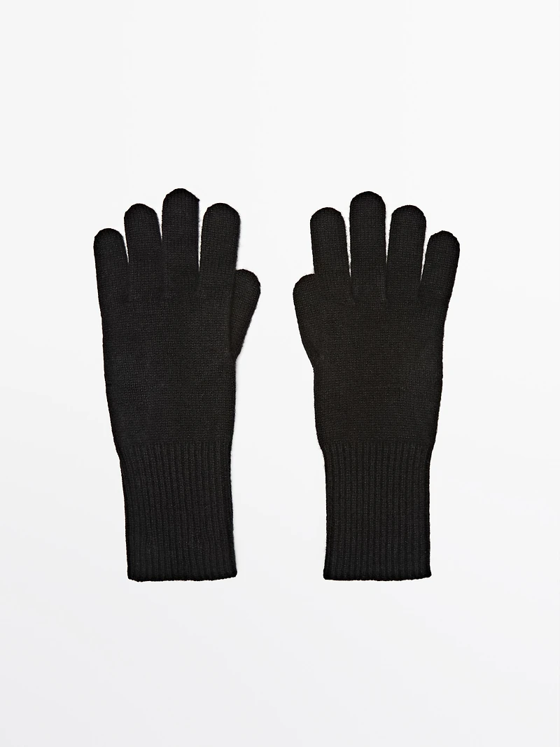 Wool blend knit gloves