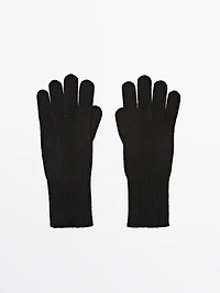 Wool blend knit gloves