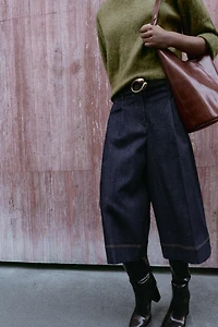 Z1975 LONG PLEATED DENIM SHORTS