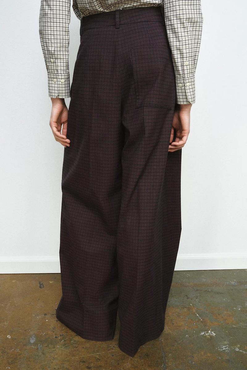 PANTALON À PINCES ET CARREAUX ZW COLLECTION