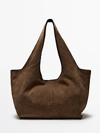 Split leather maxi tote bag