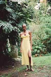 RAMIE MIDI DRESS WITH RUFFLE