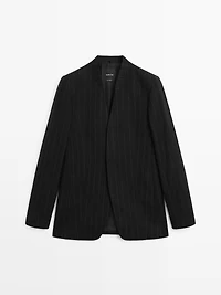 Pinstripe lapelless blazer