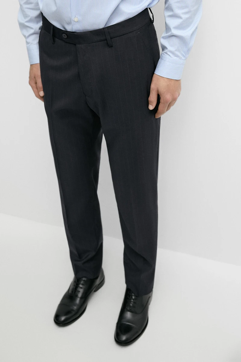 Striped 100% cool wool suit pants