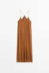 100% silk gathered midi dress