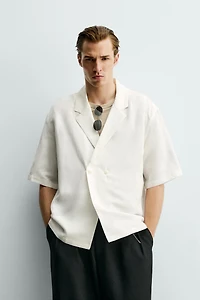 VISCOSE-LINEN KIMONO SHIRT