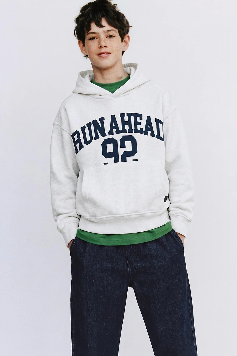 TEXT PRINT JOGGING HOODIE