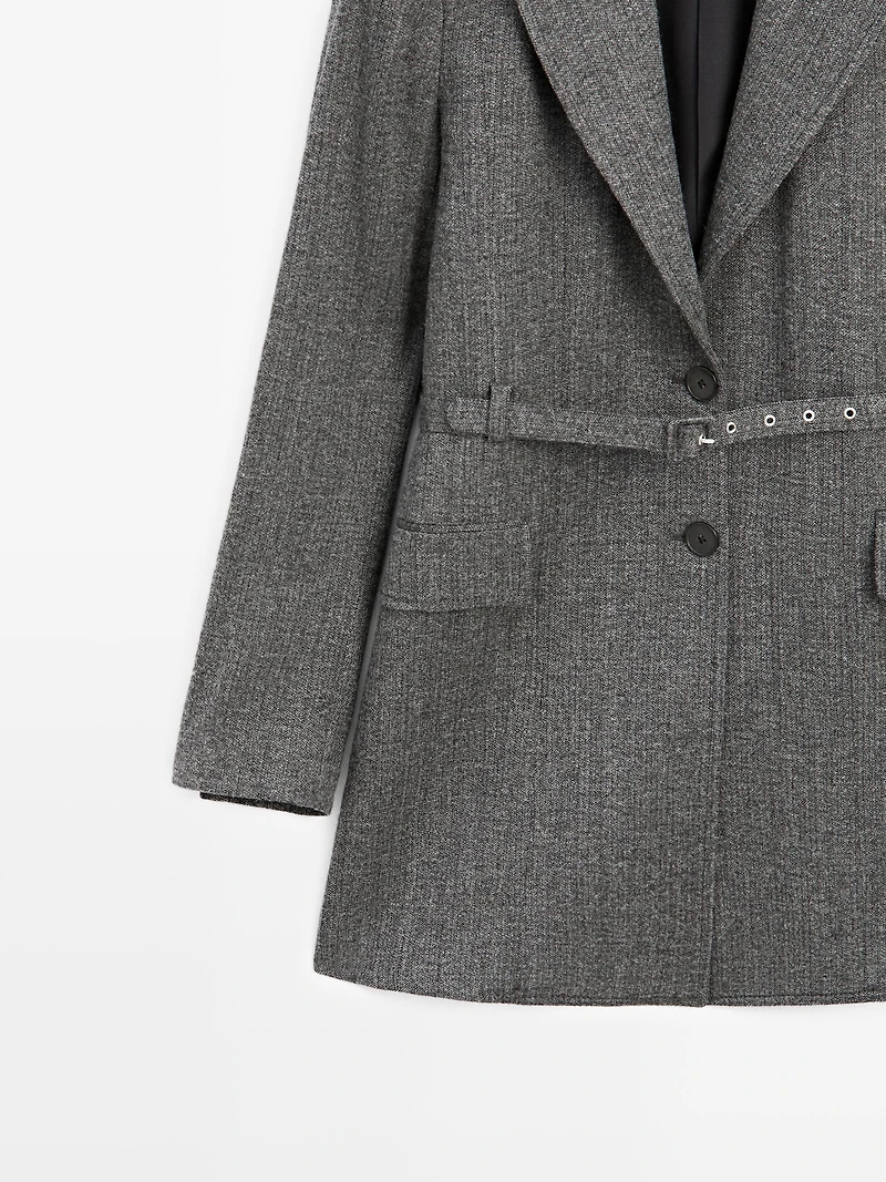 Veste de tailleur chinée avec ceinture