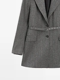 Veste de tailleur chinée avec ceinture