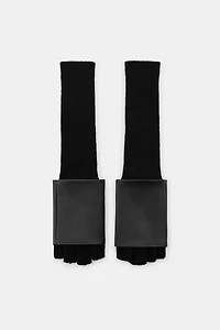 COMBINATION FAUX LEATHER MITTENS