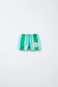 3-6 YEARS/STRIPED LEMON SWIM TRUNKS