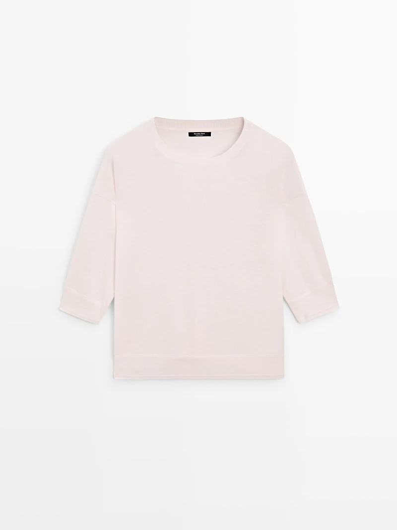 Cotton blend knit sweater