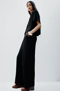 PANTALON LARGE À TAILLE ÉLASTIQUE